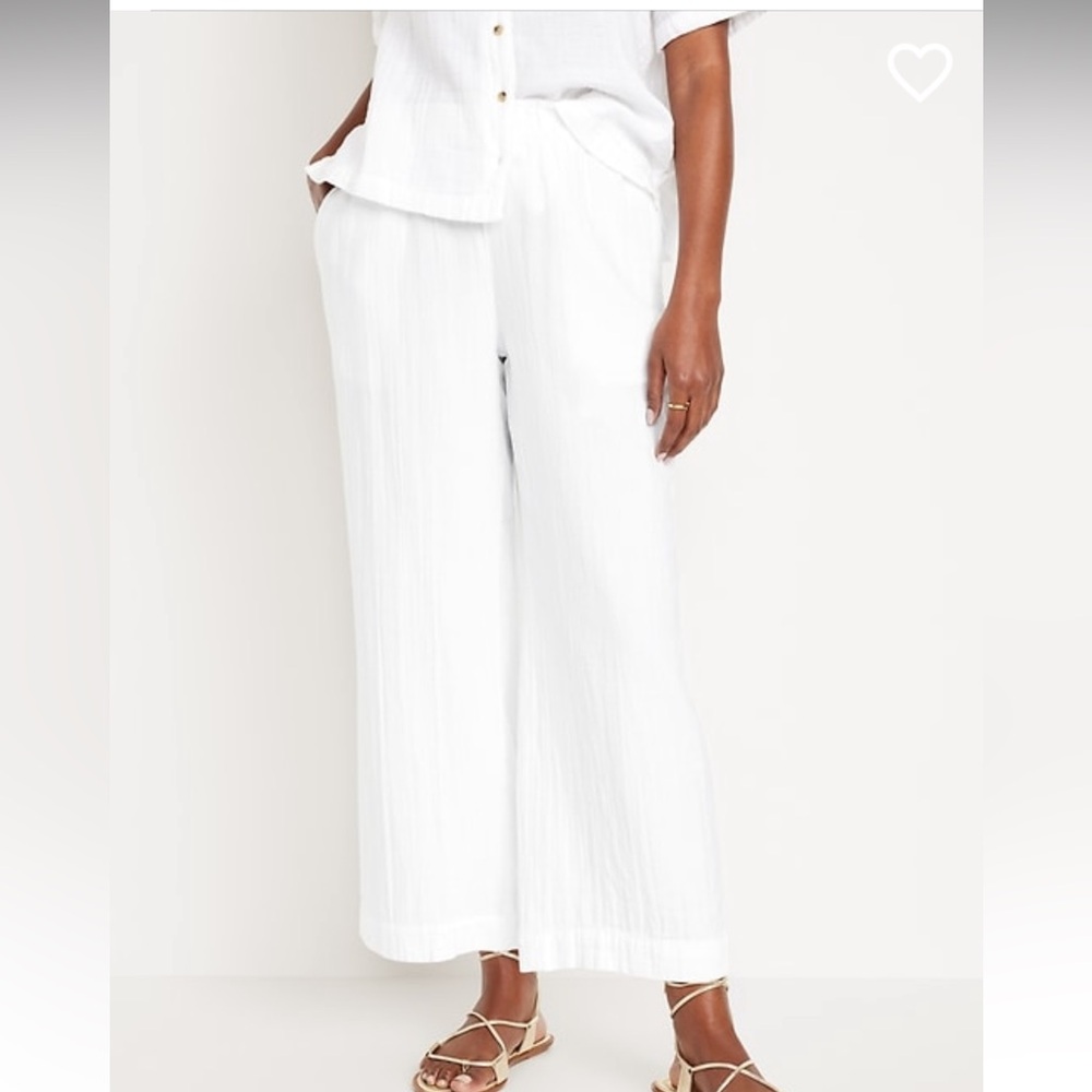 NWT Old Navy High-Waisted Crinkle Gauze Pull On Ankle Pants